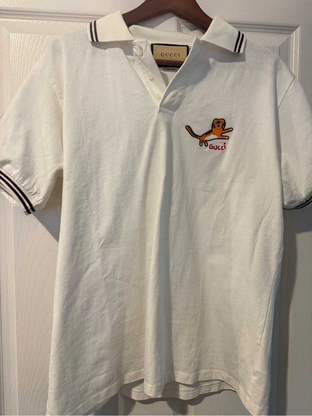 Gucci White Cotton Polo Shirt